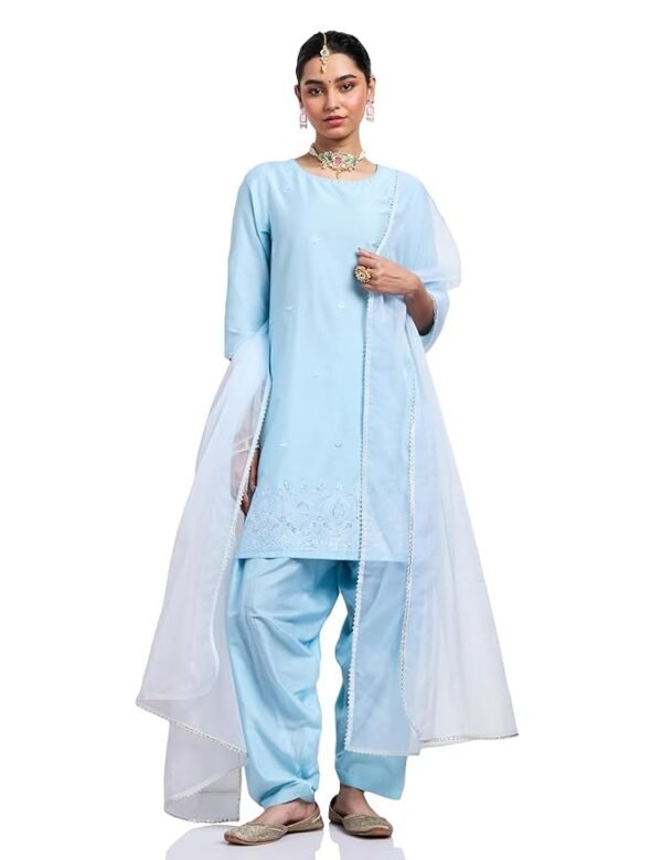 Rajnandini Women's Cotton Blend Printed Ready to Wear Patiala Salwar