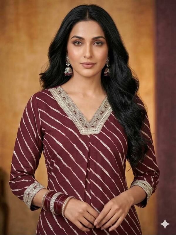 Roman Silk Leheriya Kurti with Afgani Salwar